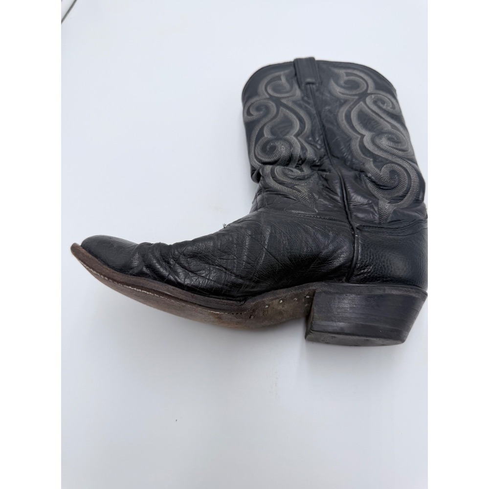 Tony Lama Mens Black Leather Western Cowboy Boots 03081 Size 9.5 D - Picture 5 of 14